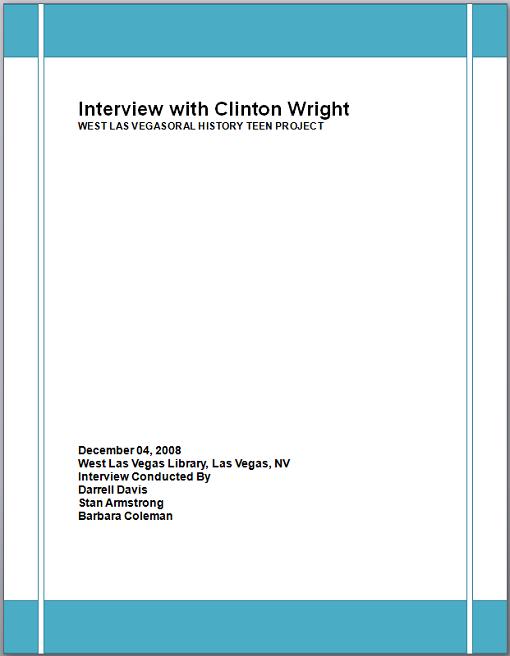 Title details for Interview with Mr Clinton Wright by Las Vegas - Clark County Library District - Wait list